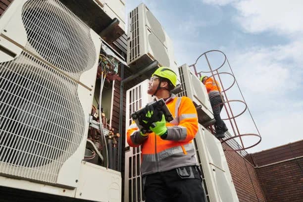 HVAC technician performing annual maintenance on a furnace in Ontario