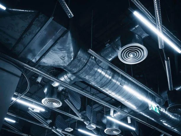 Commercial building HVAC ductwork and ventilation system