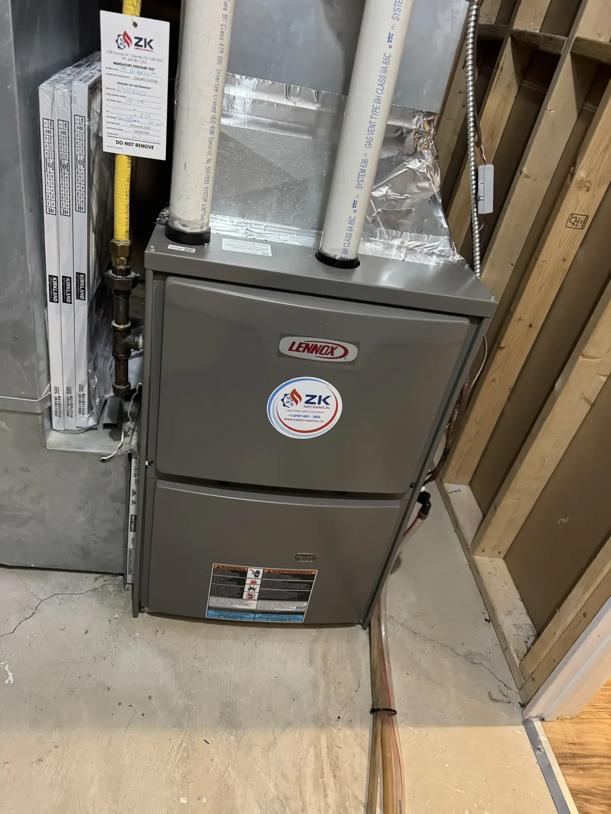 Lennox high-efficiency furnace installation by ZK Mechanical