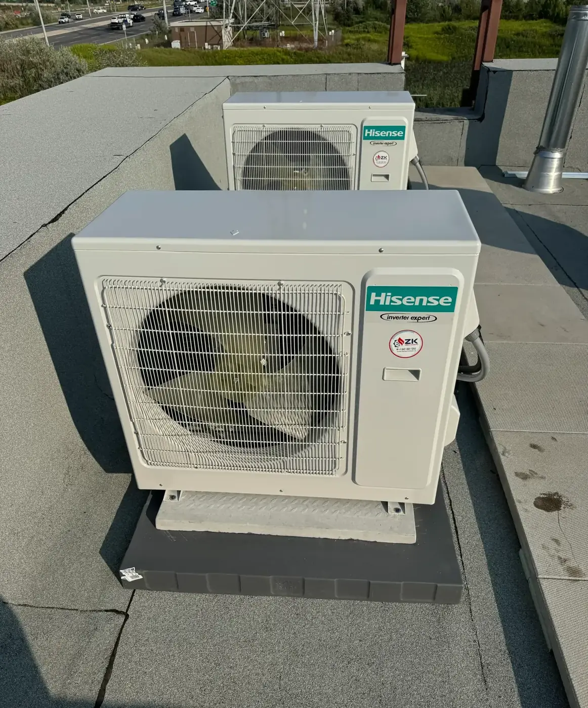 Hisense rooftop condenser units installed by ZK Mechanical