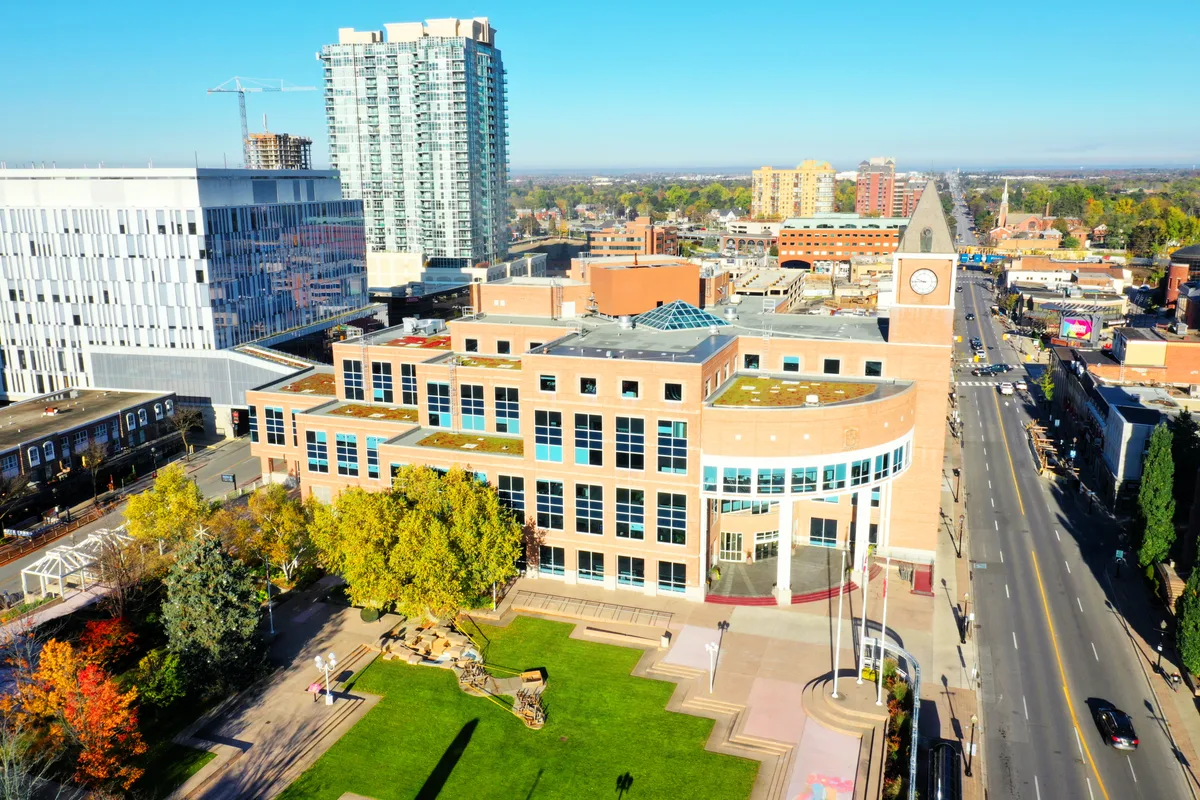 Aerial view of Brampton City Hall