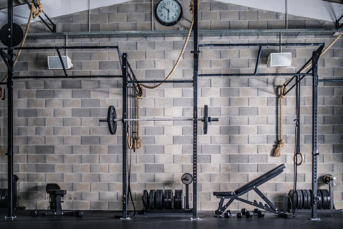 Gym interior with exercise equipment