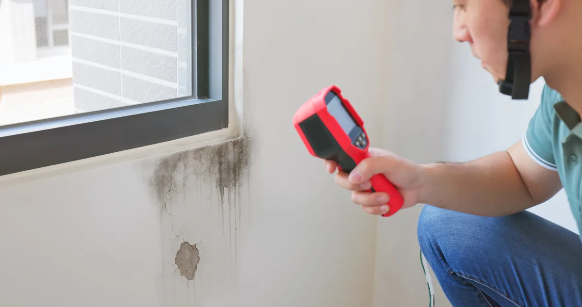 Home inspector using a thermal imager
