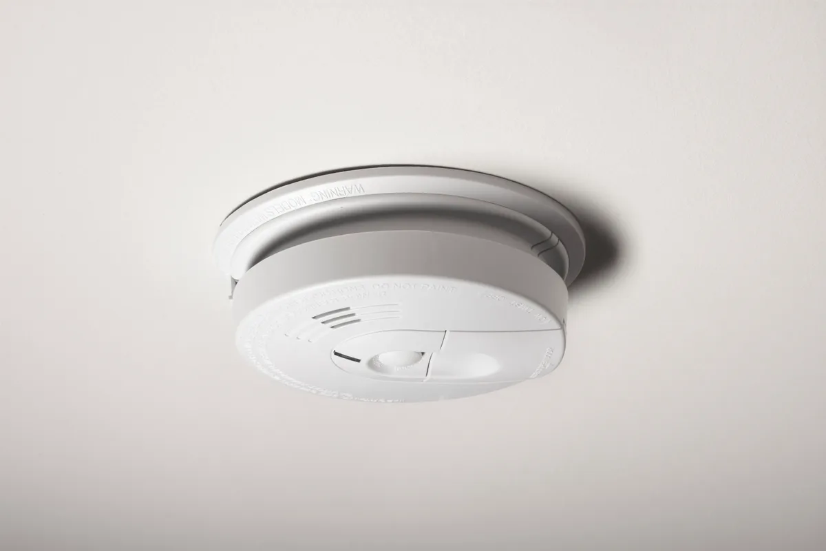 Smoke detector mounted on a ceiling
